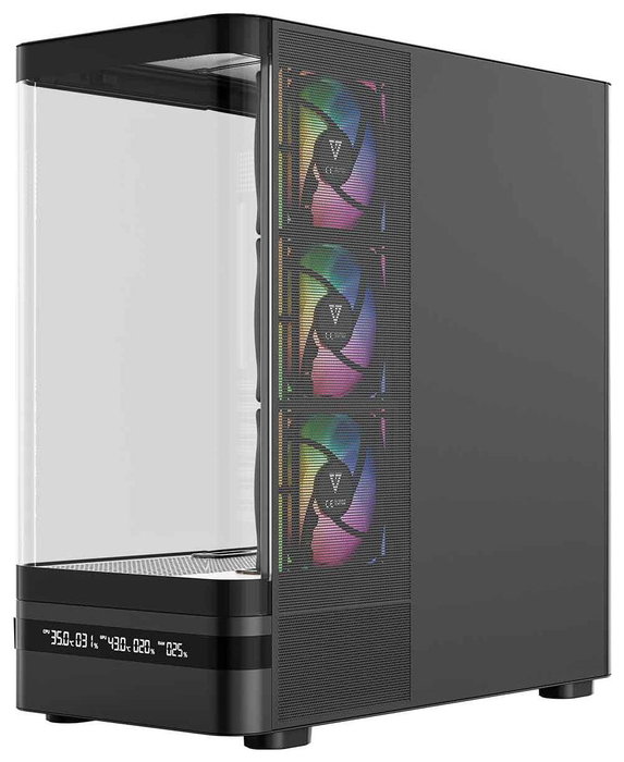 Modecom Volcano AQ200 ARGB Caja para Computadora Midi Tower Negra con Ventiladores ARGB y Panel USB-C