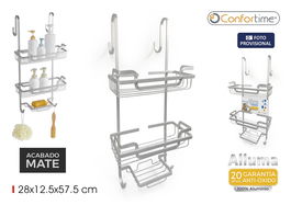 Inde Colgador Baño 3 Bandejas Alluma Puerta Confortime 12,5 cm x 57,5 cm x 28 cm (4 Unidades)