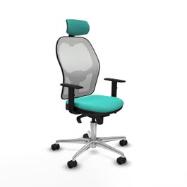 PIQUERAS Y CRESPO Silla de oficina Jorquera con mecanismo Sincro, Turquesa y Blanco