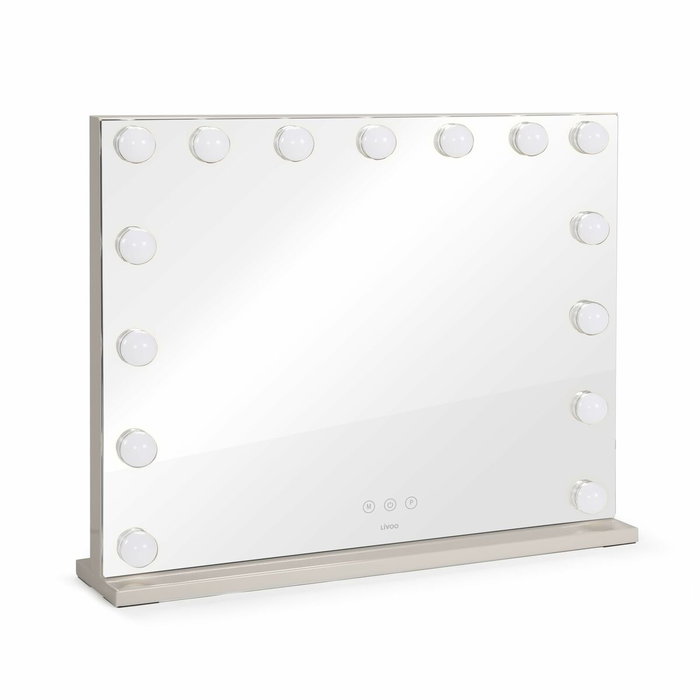 Livoo Espejo de maquillaje DOS207 con 15 LED y 3 modos de luz, 56 x 44 cm