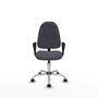 Silla de oficina Algarra con mecanismo Contacto permanente básico tapizada con Tela color Gris oscuro. Equipada con Base cromada, Brazos fijos y Ruedas de parqué