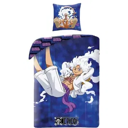 One Piece Juego de Cama Reversible Luffy Gear Azul Microfibra 140 x 200 cm + 1 Funda Almohada 63 x 63 cm AAARQ16163