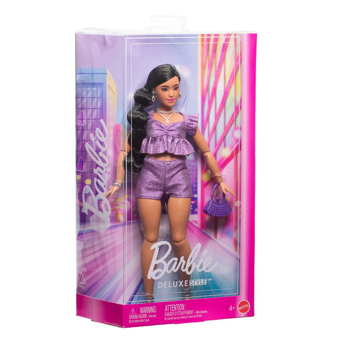 MATTEL Barbie Deluxe Style con Conjunto Amatista y Accesorios Metalizados