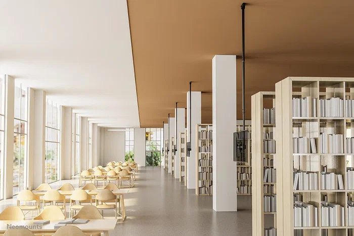 Neomounts CL35-440BL16XL Soporte de Techo para TV hasta 70", Ajustable 250-300 cm, Inclinación 25°, Giro 360°, Max. 50 kg, VESA 150x200 a 600x400 mm, Negro