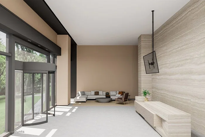 Neomounts CL35-440BL16XL Soporte de Techo para TV hasta 70", Ajustable 250-300 cm, Inclinación 25°, Giro 360°, Max. 50 kg, VESA 150x200 a 600x400 mm, Negro