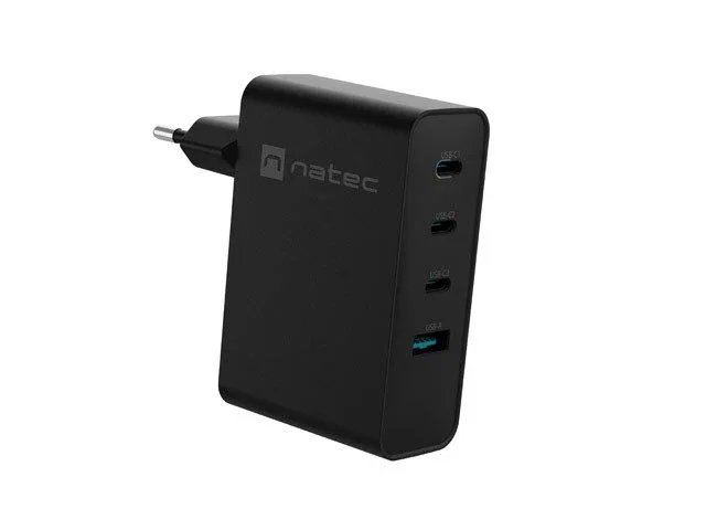 Natec Ribera GaN 100W USB-A + 3x USB-C Negro