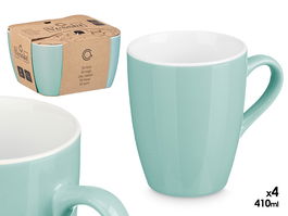 Vessia Set 4 Tazas Menta Porcelana 410ml 20x11.7x18.5cm (Set de 6)