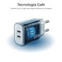 Subblim Cargador de Pared GaN 25 W con Doble Puerto USB-C Blanco