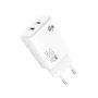 Subblim Cargador de Pared GaN 25 W con Doble Puerto USB-C Blanco