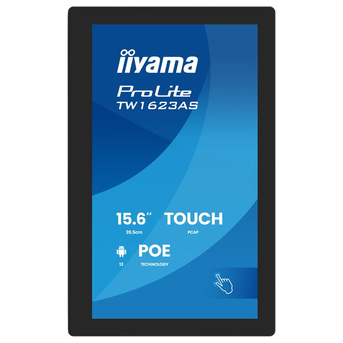 iiyama ProLite TW1623AS-B3P Monitor 39,5 cm (15,6") Full HD 1920x1080 IPS 60Hz HDMI USB LAN PoE VESA Altavoces Negro