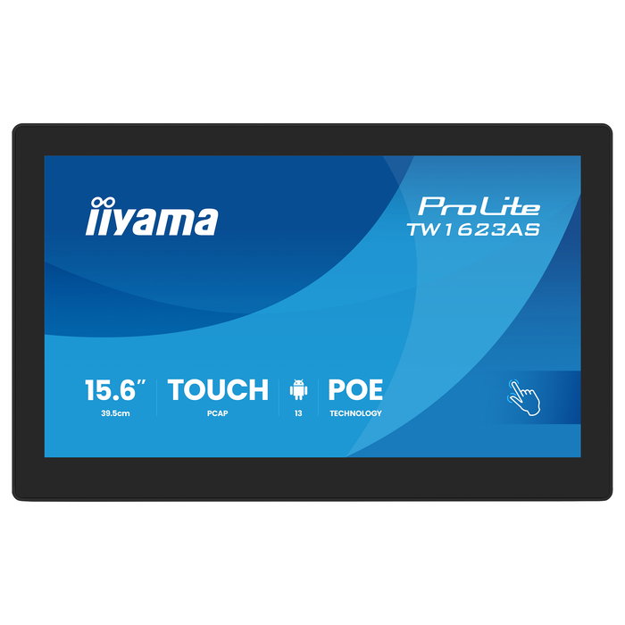 iiyama ProLite TW1623AS-B3P Monitor 39,5 cm (15,6") Full HD 1920x1080 IPS 60Hz HDMI USB LAN PoE VESA Altavoces Negro