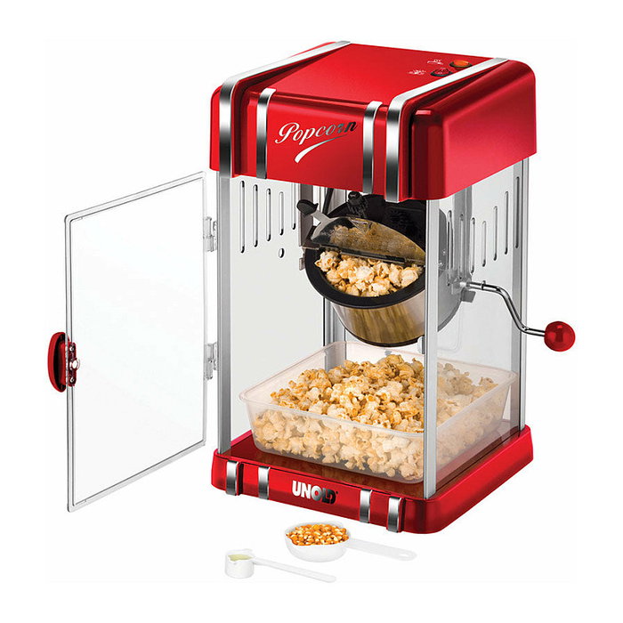 UNOLD 48535 Máquina de Palomitas Retro, Palomitero con Estilo Vintage para Cocina y Hogar