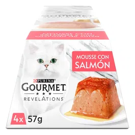 Purina Gourmet Revelations Mousse de Salmón para Gato - Caja con 6 Sobres de 4x57g