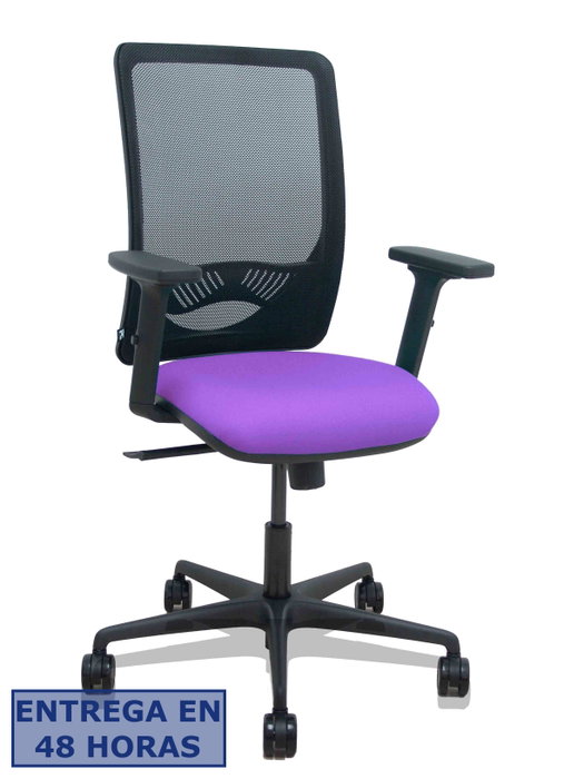 PIQUERAS Y CRESPO Silla Zulema con Mecanismo Sincro, Malla Negra y Asiento Lila
