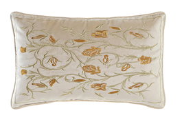 DKD Home Decor Cojín de Poliéster con Bordado de Flores Dorado