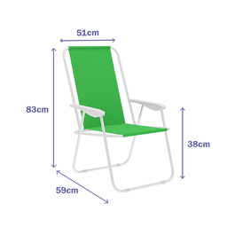 Marbueno Silla Plegable Color Verde Acero Playa y Piscina 59X51X83 cm MARBUENO SUMMER 10170V