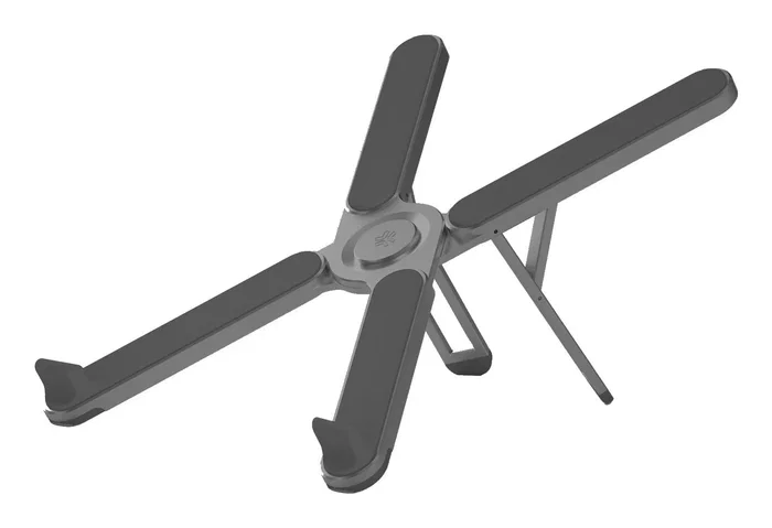 Celly SWMAGICSTANDX Soporte Plegable y Ajustable para Ordenador Portátil y Tableta, Gris Oscuro, Aluminio, hasta 40.6 cm (16")