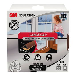 3M Burlete de Aislamiento Premium para Huecos de 2,5-6,5 mm, Marrón, 6 m para Puertas y Ventanas