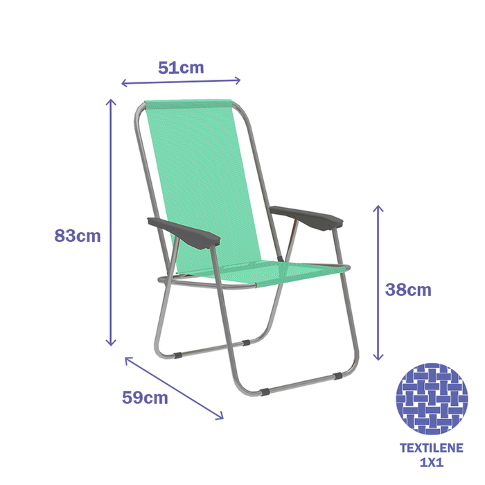 Marbueno Silla Plegable Color Verde Acero Playa y Piscina MARBUENO SUMMER 10355V Marbueno Silla Plegable Color Verde Acero Playa y Piscina MARBUENO SUMMER 10355V