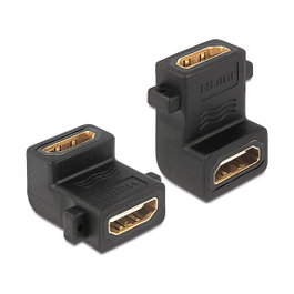 DeLOCK Adaptador HDMI hembra a HDMI hembra 90° con tornillo 65510
