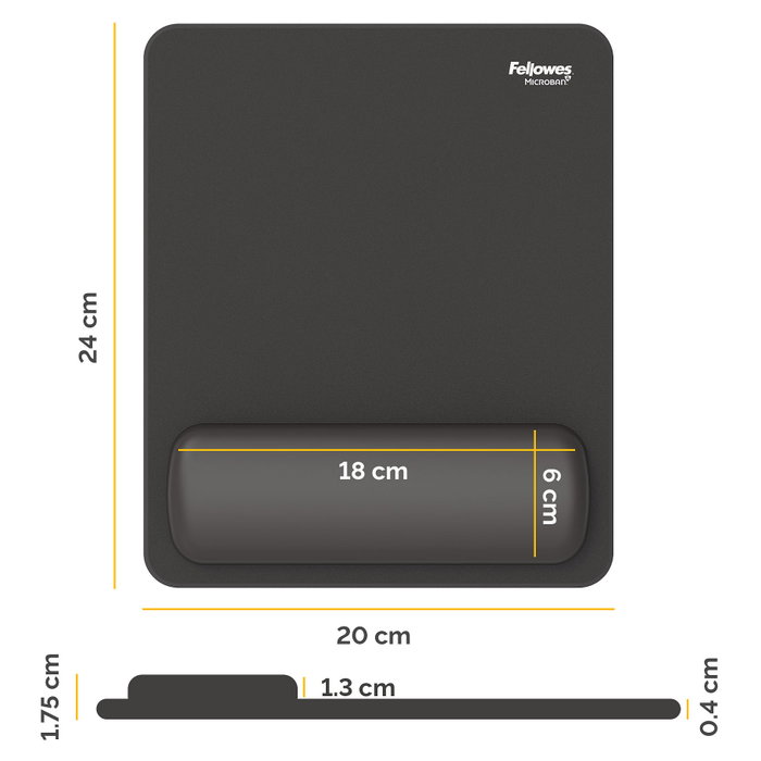Fellowes Breyta Alfombrilla de ratón con reposamuñecas Negro