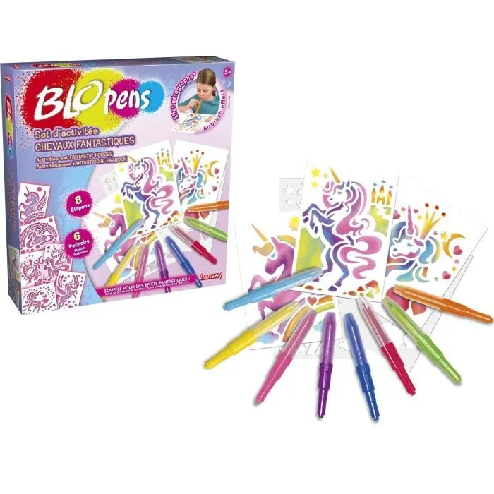 Lansay BLOPENS Fantastic Horses Activity Set, Set de Actividades con Aerógrafo para Dibujar Caballos Fantásticos, Unicornios y Pegasos Lansay BLOPENS Fantastic Horses Activity Set, Set de Actividades con Aerógrafo para Dibujar Caballos Fantásticos, Unicornios y Pegasos