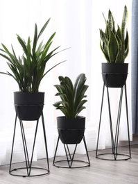 DKD Home Decor Set de 3 Maceteros Metálicos Negros 38x38x80 cm