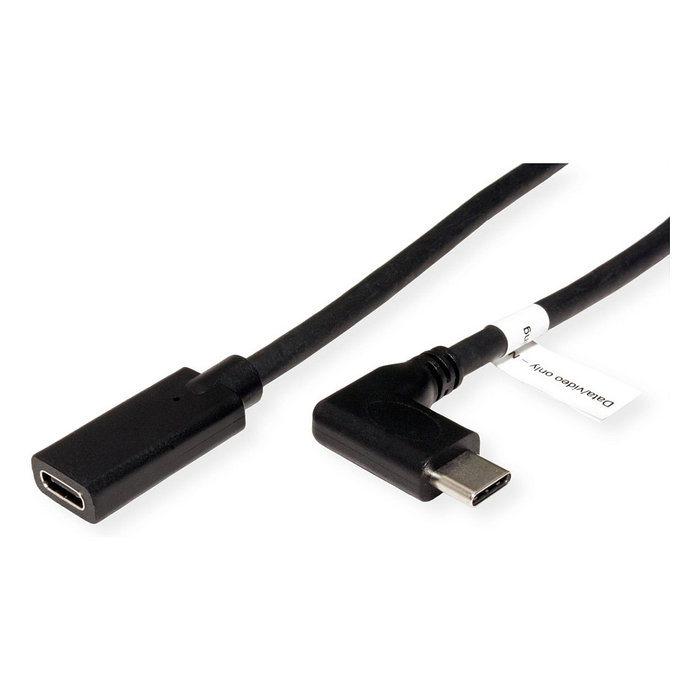 ROLINE Cable de Extensión USB Tipo C Macho a Hembra, 2 metros, Negro, DP-VERLNG.KABEL TYP C-C, Ref. 11.04.5496-10