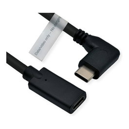 ROLINE Cable de Extensión USB Tipo C Macho a Hembra, 2 metros, Negro, DP-VERLNG.KABEL TYP C-C, Ref. 11.04.5496-10