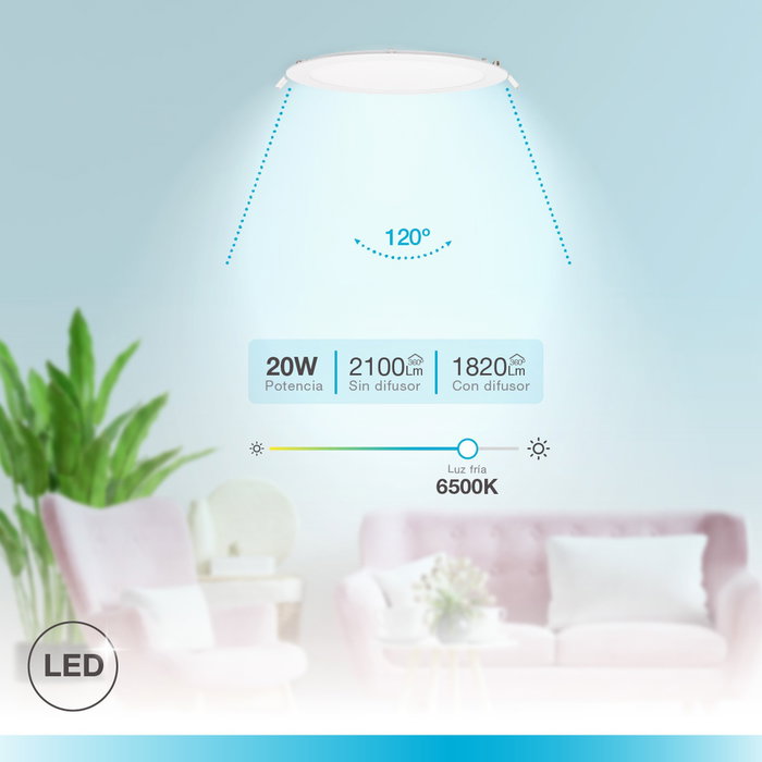GSC Evolution Downlight empotrable LED redondo Lonbo 20W 6000K Blanco