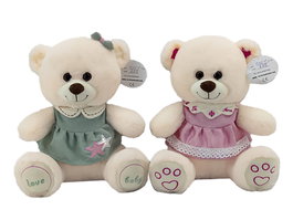 DKD Home Decor Peluche Oso Rosa Verde Blanco Poliester 20 x 50 x 20 cm (2 Unidades)
