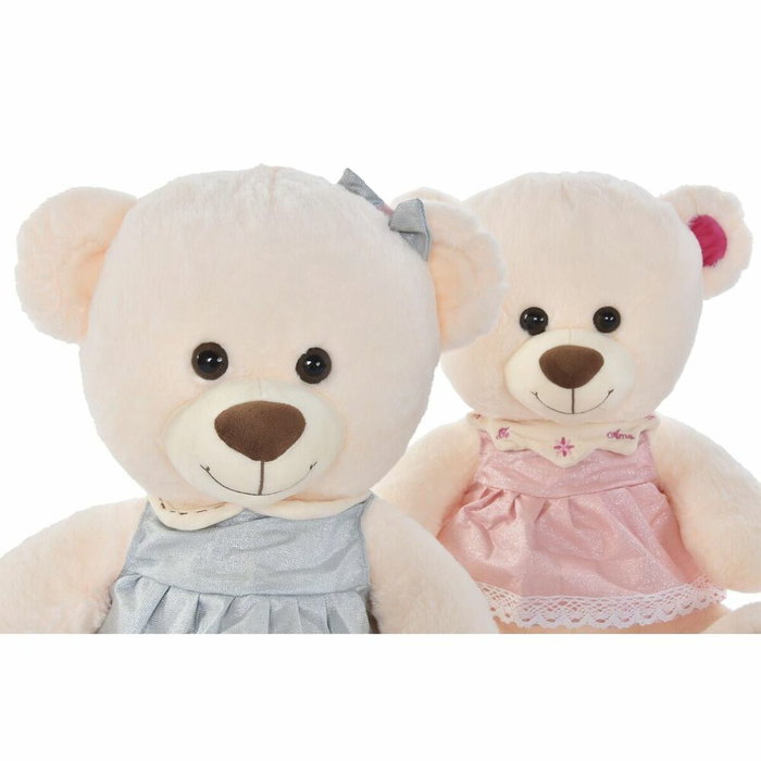 DKD Home Decor Set de 2 Peluches de Oso Surtidos (Rosa, Verde, Blanco) 20x20x50 cm