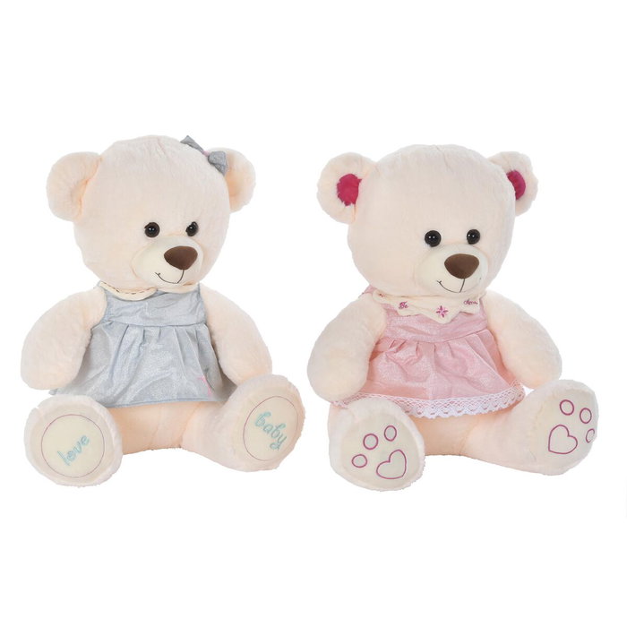 DKD Home Decor Set de 2 Peluches de Oso Surtidos (Rosa, Verde, Blanco) 20x20x50 cm