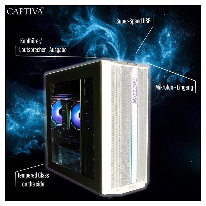 Captiva PC Sobremesa Gaming Advanced R98 608, Procesador AMD Ryzen 7 5700X, 32GB RAM, SSD 1TB, Tarjeta Gráfica NVIDIA GeForce RTX 5060, Sistema Operativo Windows 11