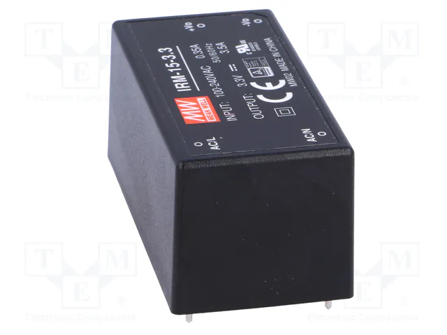 MEAN WELL IRM-15-3.3 Convertidor AC/DC 11,55W 3,3V DC