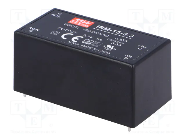 MEAN WELL IRM-15-3.3 Convertidor AC/DC 11,55W 3,3V DC