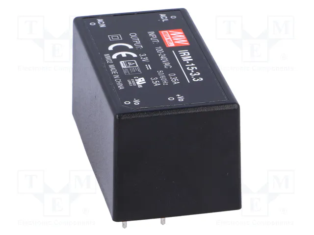 MEAN WELL IRM-15-3.3 Convertidor AC/DC 11,55W 3,3V DC