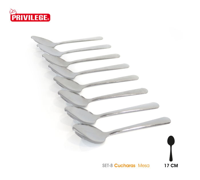 Privilege Set-8 Cucharas de Mesa Privilege 21 cm (ancho) x 8 cm (alto) x 3 cm (largo) (24 Unidades)