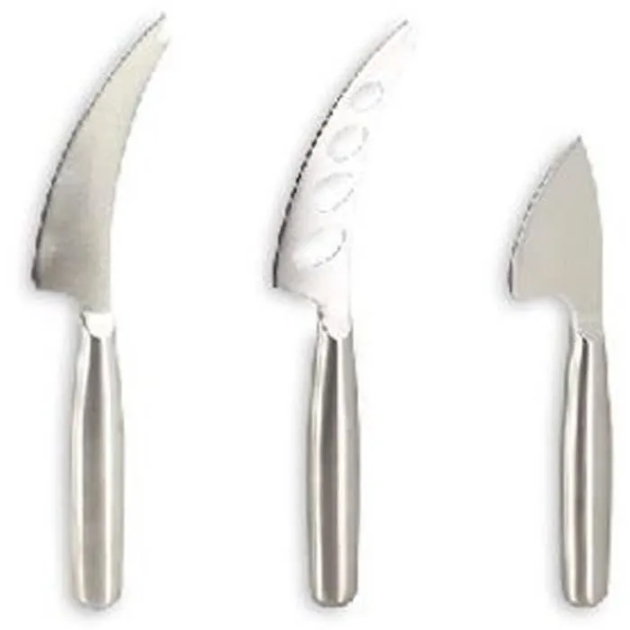 Menastyl 5040079 Tabla de Cortar Rectangular de Madera de Acacia con 3 Cuchillos para Queso de Acero Inoxidable