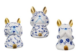 DKD Home Decor Figura de Bulldog en Resina Dorado Surtido de 3