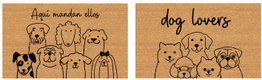 DKD Home Decor Felpudo de Fibra de Coco y Goma con Diseño de Perros, Surtido de 2