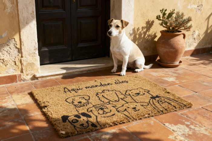 DKD Home Decor Felpudo de Fibra de Coco y Goma con Diseño de Perros, Surtido de 2