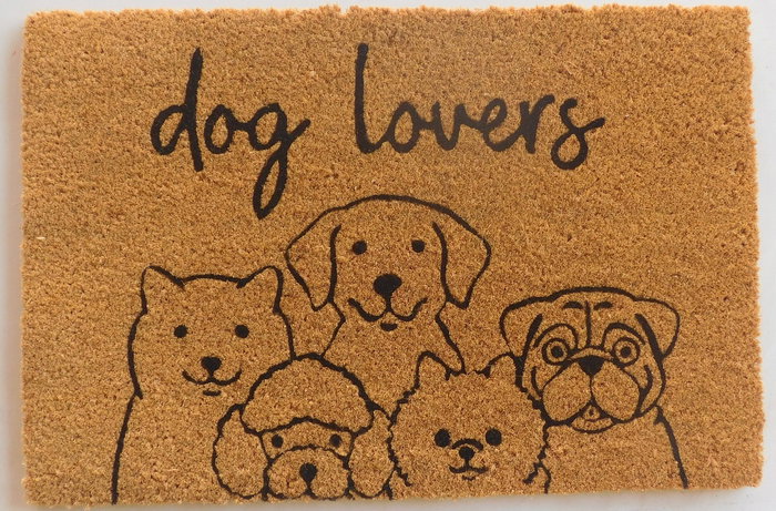 DKD Home Decor Felpudo de Fibra de Coco y Goma con Diseño de Perros, Surtido de 2