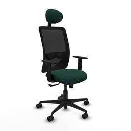 PIQUERAS Y CRESPO Silla de oficina Zulema con mecanismo Sincro, Verde botella y Negro
