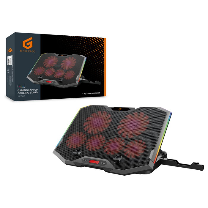 Conceptronic THYIA01B Base de Refrigeración con 6 Ventiladores y RGB para Portátiles de hasta 17 pulgadas Conceptronic THYIA01B Base de Refrigeración con 6 Ventiladores y RGB para Portátiles de hasta 17 pulgadas