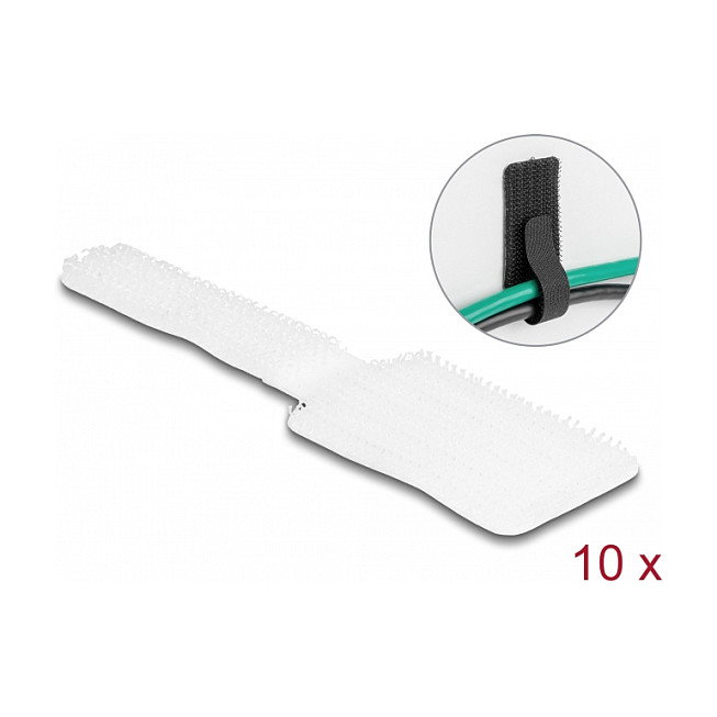DeLOCK Mini sujetacables de gancho y bucle autoadhesivo 90 mm x 24 mm, 10 unidades, Blanco DeLOCK Mini sujetacables de gancho y bucle autoadhesivo 90 mm x 24 mm, 10 unidades, Blanco