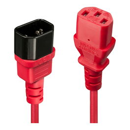 LINDY IEC-Netzverlängerung C14 - C13 rojo 0.5m Cable de Alimentación con Acoplador