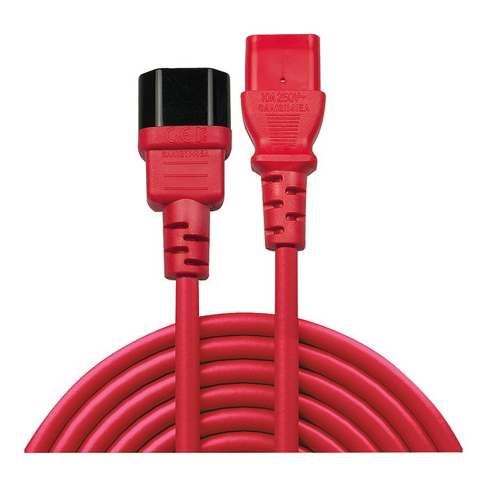 LINDY IEC-Netzverlängerung C14 - C13 rojo 0.5m Cable de Alimentación con Acoplador LINDY IEC-Netzverlängerung C14 - C13 rojo 0.5m Cable de Alimentación con Acoplador