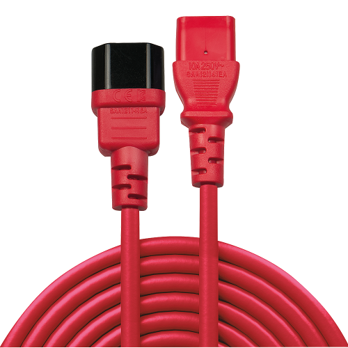 Lindy Cable de extensión IEC C14 a C13, 0,5 m, Rojo Lindy Cable de extensión IEC C14 a C13, 0,5 m, Rojo