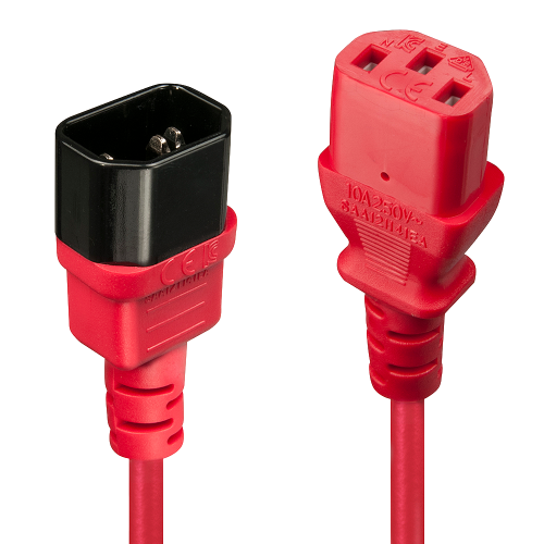 Lindy Cable de extensión IEC C14 a C13, 0,5 m, Rojo Lindy Cable de extensión IEC C14 a C13, 0,5 m, Rojo